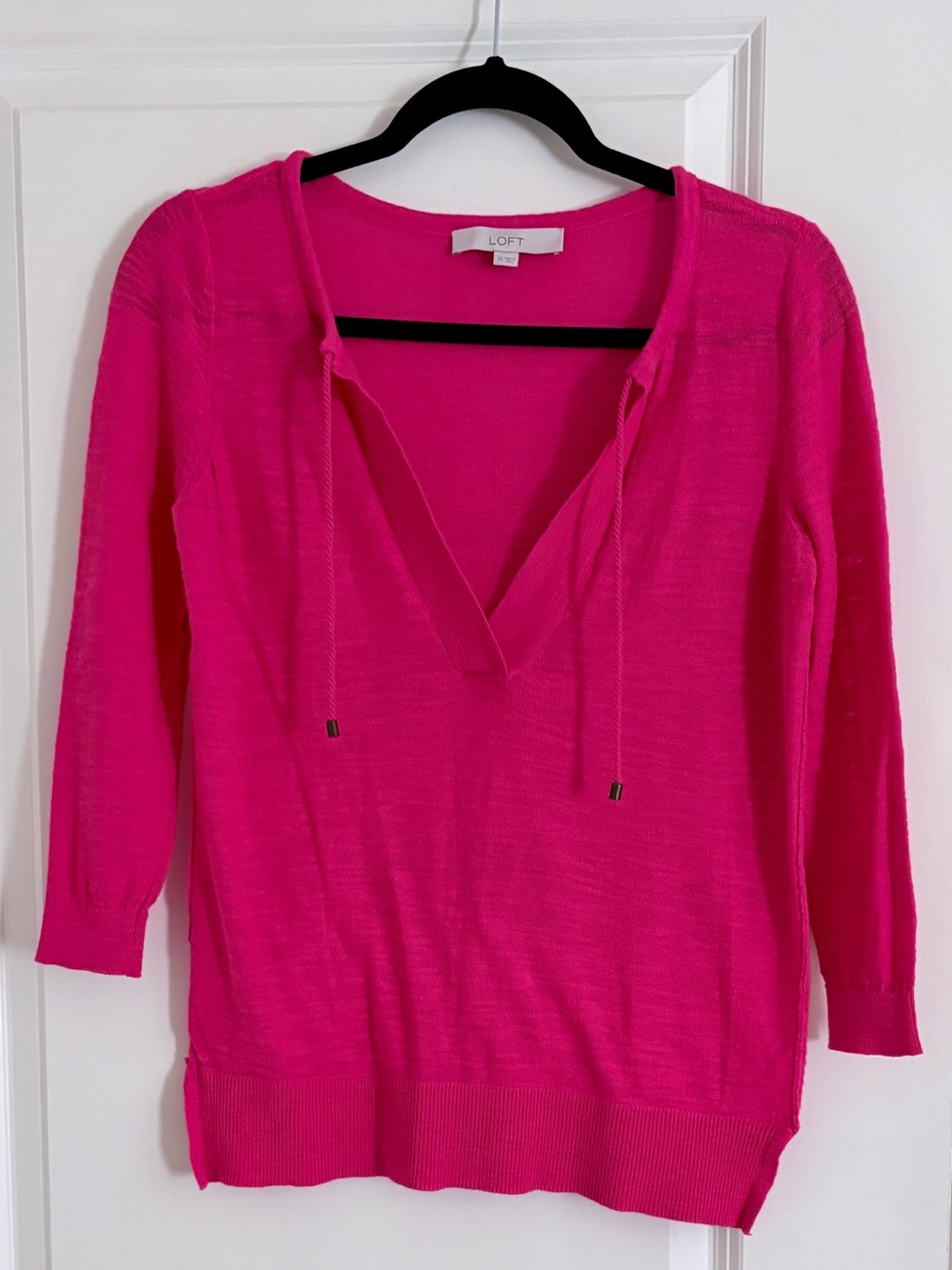 LOFT Fuchsia V-Neck Lightweight Sweater